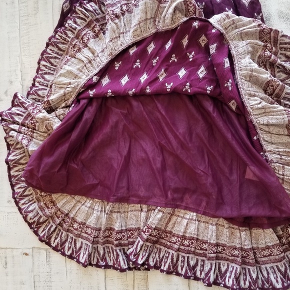 En Creme Eggplant Embellished Boho Hippie Day Dress - Picture 7 of 8